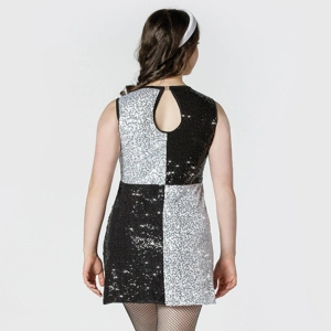 Sequinned Block Panelled Shift Dress