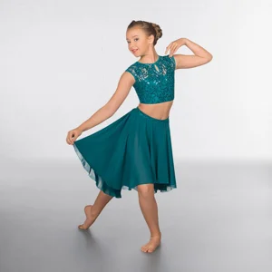 Lace Sequin Dipped Hem Lyrical Two Piece