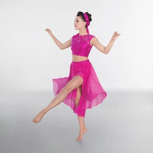 Lace Sequin Dipped Hem Lyrical Two Piece Lace Sequin Dipped Hem Lyrical Two Piece