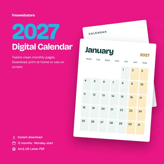 2027 Digital Calendar