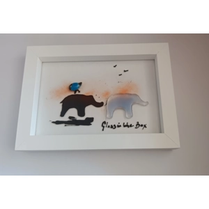 Fused Glass Elephants in Frame