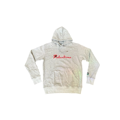 Falestine Palestine Script Hoodie Heather Grey