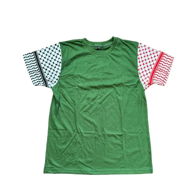 Falestine keffiyeh sleeves t-shirt olive green/multi