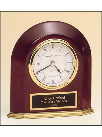 BC858 Rosewood stained piano finish arched table clock