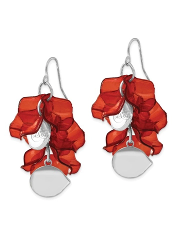 MLB Cincinnati Reds Silver-tone Red Celebration Dangle Earrings