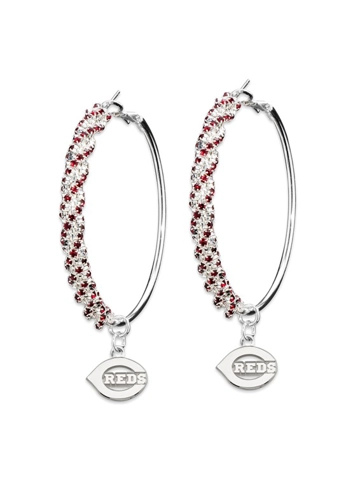 CINCINNATI REDS AMPED LOGO CRYSTAL EARRINGS
