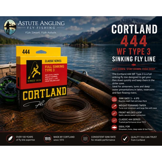 Cortland 444 WF Type 3 full sinking fly line 3–4 IPS weight forward trout fishing line