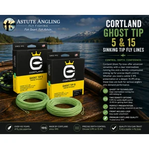 Cortland Ghost Tip 5 weight forward sinking tip trout fly fishing line with Ghost Tip 15