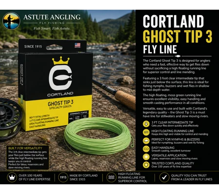 Cortland WF Ghost Tip 3 Fly Line – Clear Intermediate Tip