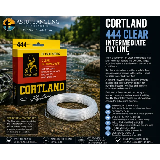 Cortland WF 444 Clear Intermediate trout fly fishing line for discreet subsurface presentation