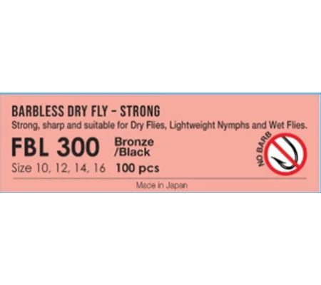 Fario FBL300 Dry Fly Strong Barbless Black Nickel