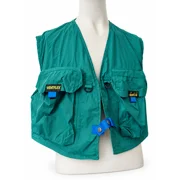 Green Nomad multi-pocket fly fishing vest with mesh lining, front D-rings and large zipped rear storage pocket.