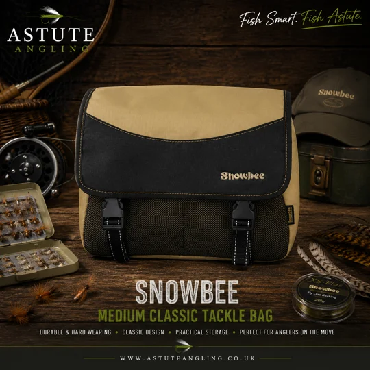 Snowbee Medium Classic Tackle Bag with spacious storage compartment and secure buckle fastening for fly fishing, coarse fishing and general angling.