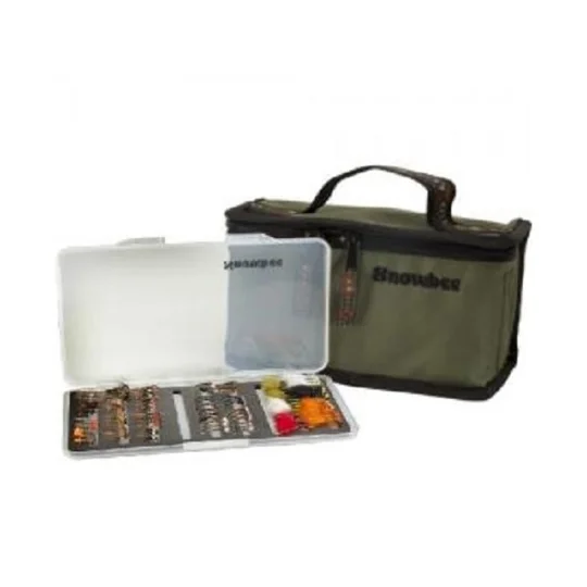 Snowbee Ultra Slim Fly Box Kit complete with pre-loaded fly box, trout flies and zipped carry case.