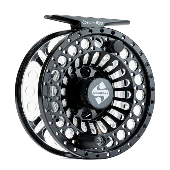Black fly reel, with clear spool in the Astute Angling Fly Fishing template.
