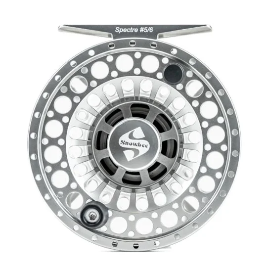Silver fly reel, with clear spool in the Astute Angling Fly Fishing template.