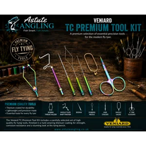 Veniard TC Premium Fly Tying Tool Kit with titanium coated scissors, bobbin holder, hackle pliers and precision fly tying tools
