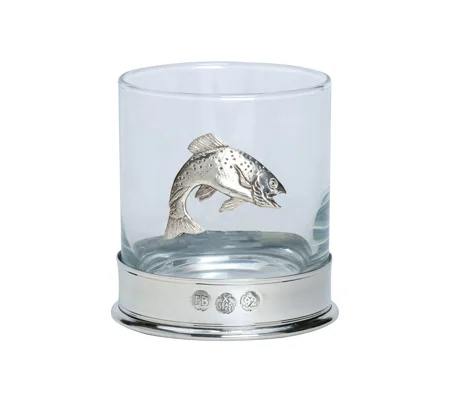 Pewter Trout Whisky Glass