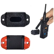 Black heavy-duty vehicle mount clip for walkie-talkie radio with 3M adhesive backing and screw holes