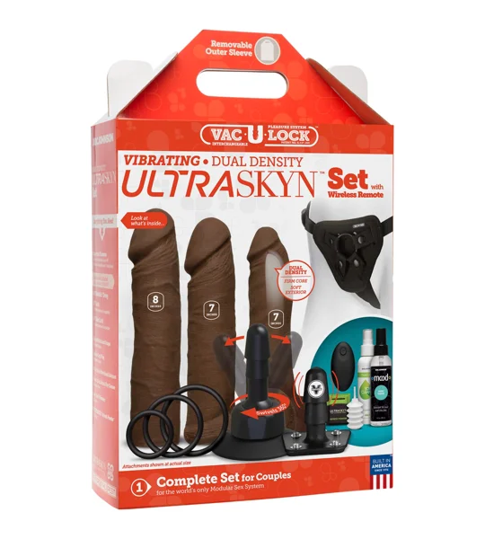 Vac-U-Lock VIBRATING Dual Density ULTRASKYN Set - Chocolate