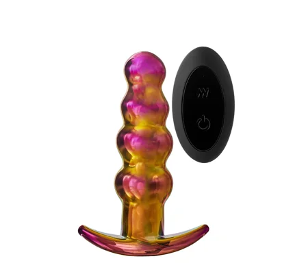 Glamour Glass Remote Control Beaded Butt Plug