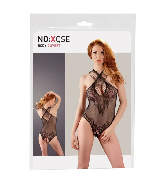 NOXQSE Lace Body Suit With Open Crotch