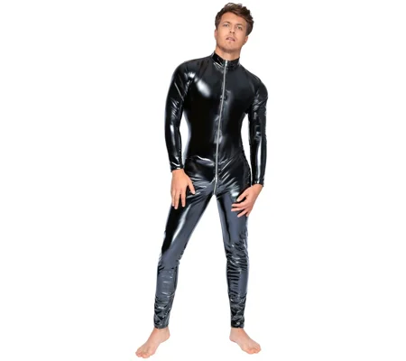 Black Level Vinyl Jumpsuit With Zip Black