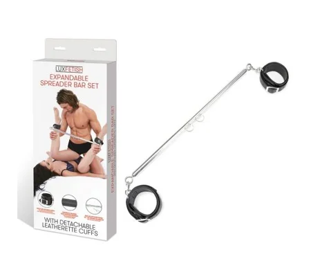 Expandable Spreader Bar Set 35" - 47" With Detachable Leatherette Cuffs