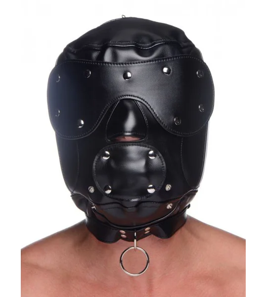 Muzzled Universal BDSM Hood with Removable Muzzle