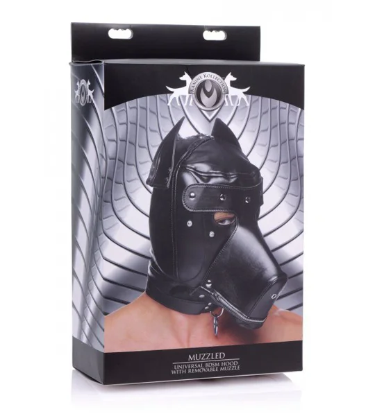 Muzzled Universal BDSM Hood with Removable Muzzle