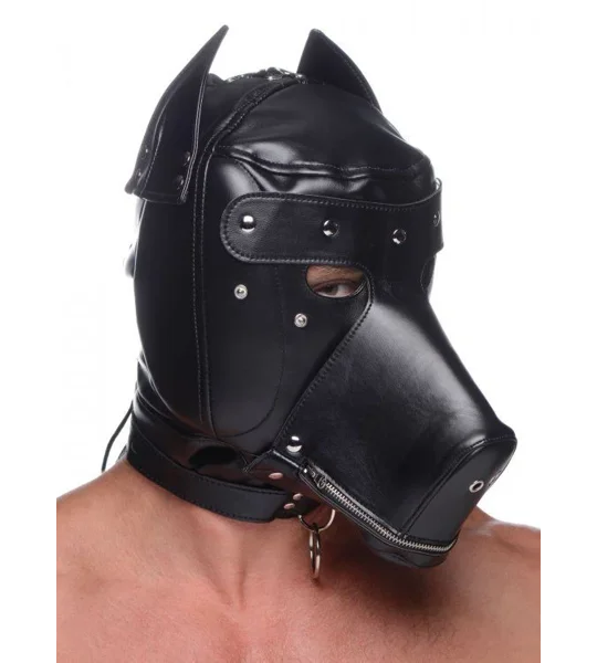 Muzzled Universal BDSM Hood with Removable Muzzle