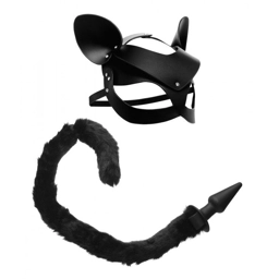 Black Cat Tail Anal Plug & Mask Set