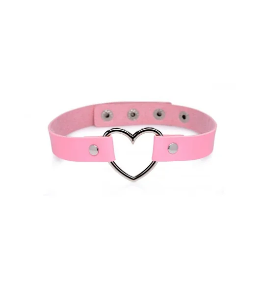Heart Choker Necklace - Pink