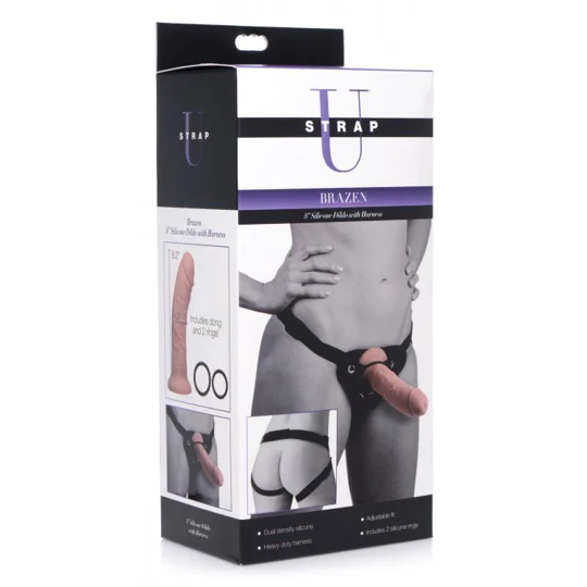 Brazen 8" Silicone Dildo with Harness