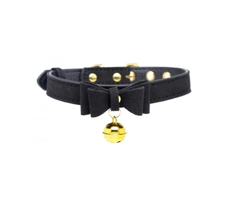 Golden Kitty Cat Bell Collar - Black/Gold