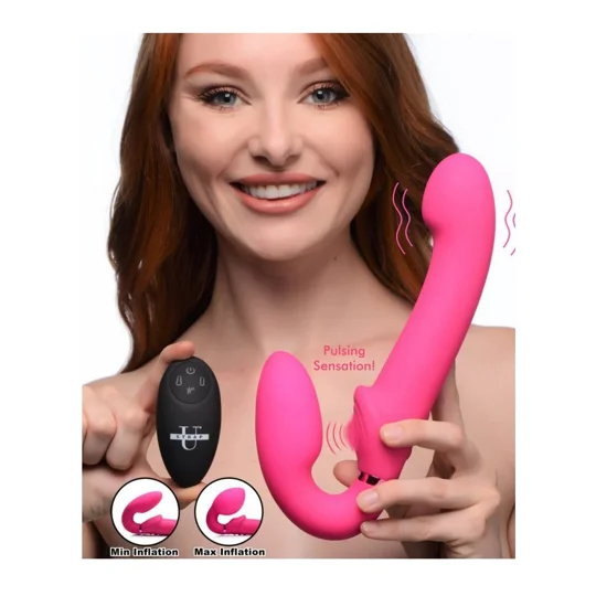 Strap U 10X Ergo-Fit G-Pulse Inflatable & Vibrating Strapless Strap-On Pink