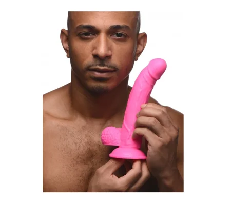 Pop Peckers Dildo With Balls Pink (7.5”)