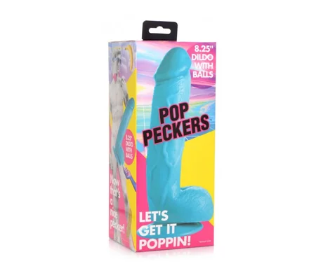 Pop Peckers Dildo With Balls Blue (8.25”)