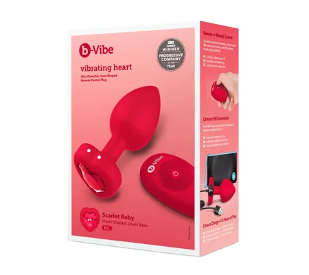 b-Vibe Vibrating Heart Plug Red M/L
