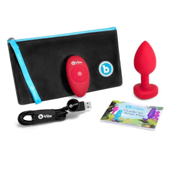 b-Vibe Vibrating Heart Plug Red M/L