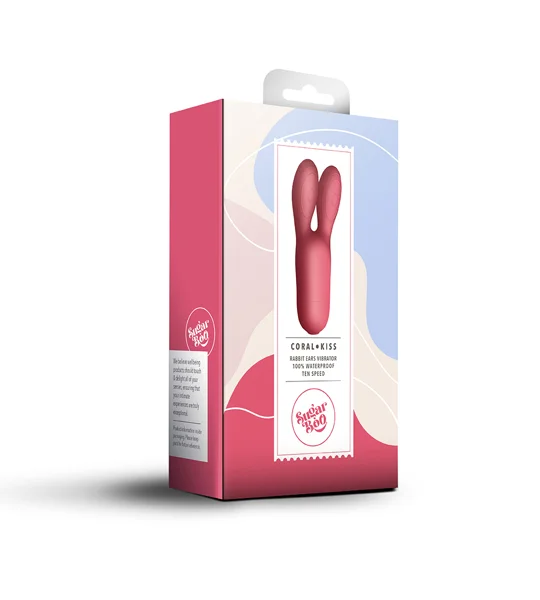 Rocks Off Sugar Boo Coral Kiss Rabbit Ears Vibrator Coral