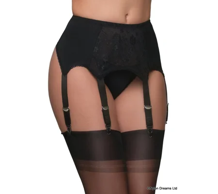 6 Strap Suspender Belt Lace Front Panel