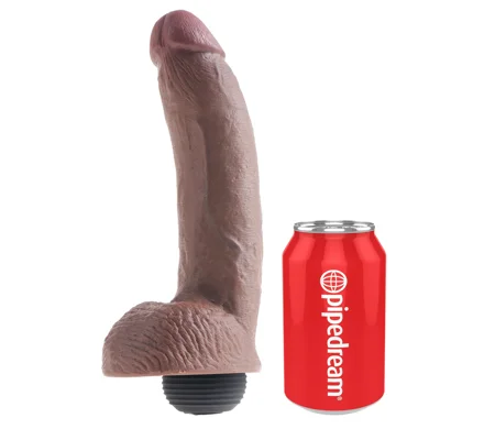 King Cock 9 Inch Squirting Cock With Balls Brown