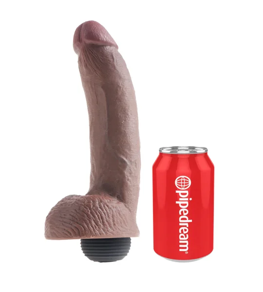 King Cock 9 Inch Squirting Cock With Balls Brown