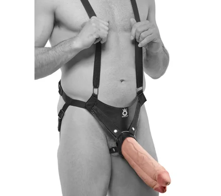 King Cock 11 Inch Flesh Two Cocks One Hole Hollow Strap-On