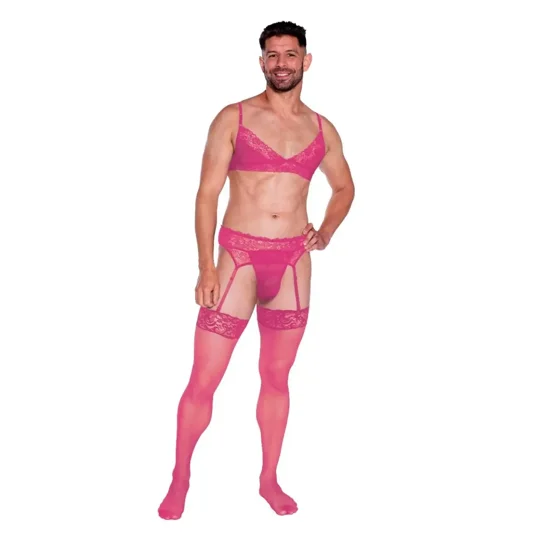 Prowler Pink Lace Garter Set