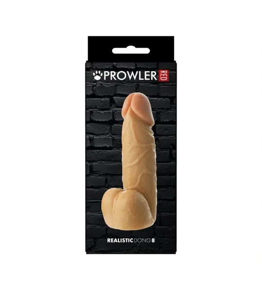 Prowler RED Realistic Dildo With Suction Base Dongs and Balls Flesh 8in