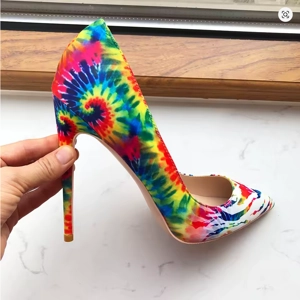 Rainbow Tie Dye Stiletto Heels Pointed Toe High Heel Pumps
