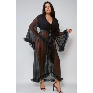YesX YX735Q Sexy Mesh Ruffled Long Robe