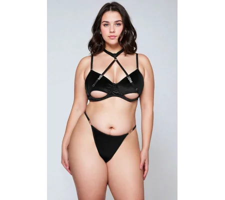 YesX YX871Q Hollow Cut Halter Bra Set